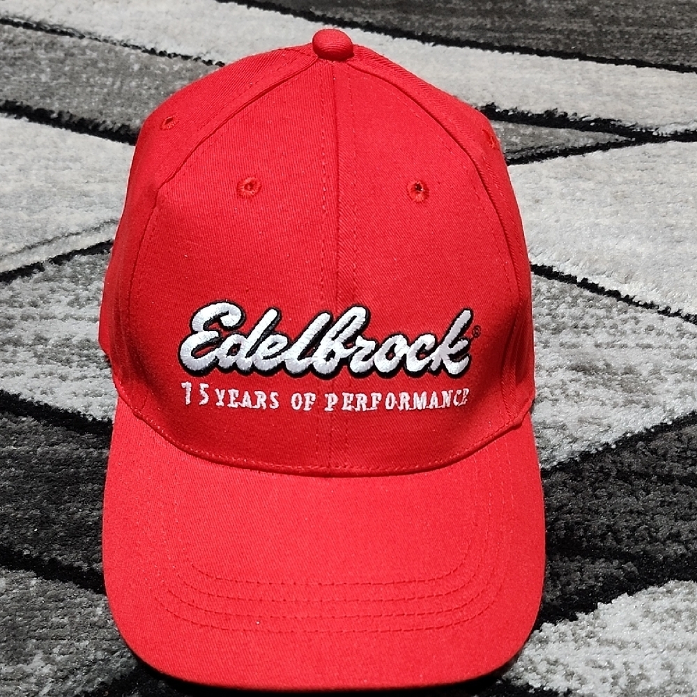 VINTAGE EMBROIDERED EDELBROCK 75 YEARS OF PERFORMANCE CAP HAT 1938-2013